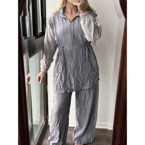 MiMi Women’s 2-Piece Gray Tracksuit Set Zip Jacket & Pants w/ Pockets S/M